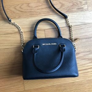 Michael Kors Black Leather Mini Xs Crossbody